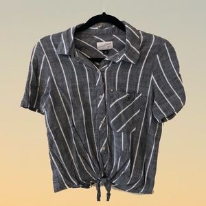 Sweet little striped button up tee!